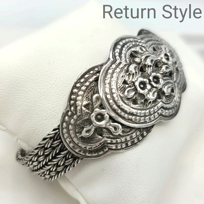 Sterling Silver Floral 7" ss Bracelet