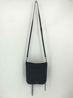 REBECCA MINKOFF Black Silver Suede Leather Crossbody Purse