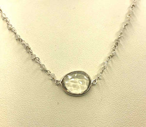 AMELIA ROSE DESIGN Sterling Silver Rainbow Moonstone Faceted 14"-16" ss Necklace