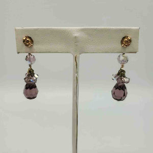 LORI LORI Purple Goldtone Crystal Beaded Dangle Earrings