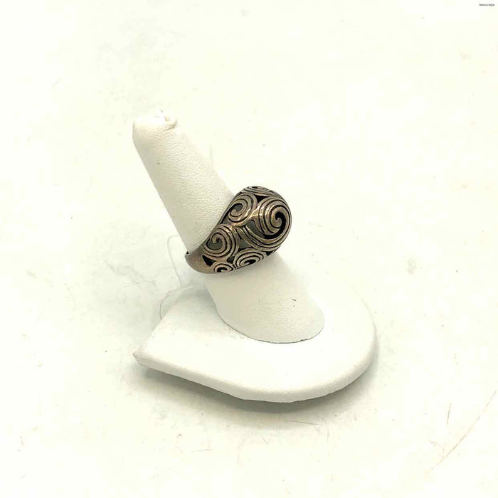 Sterling Silver Scroll Pattern SZ 7.5 Ring SS