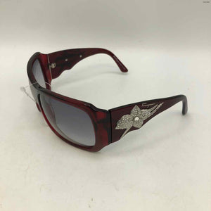 SALVATORE FERRAGAMO Red Clear Pre Loved Crystal Sunglasses w/case