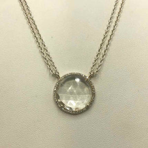 AMELIA ROSE DESIGN Goldtone Clear Sterling Silver Crystal Faceted ss Necklace