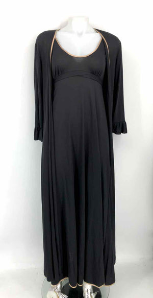 MARY JO BRUNO Black Beige Maxi Size SMALL (S) 2 Pc Nightie