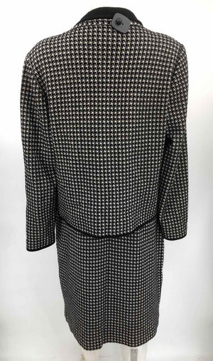 BURBERRY Black & White Wool Blend Houndstooth Skirt & Jacket Skirt Set