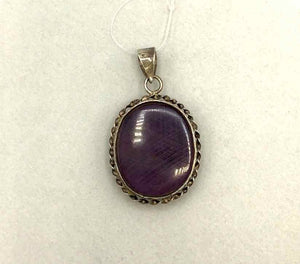 Purple Sterling Silver Oval ss Pendant