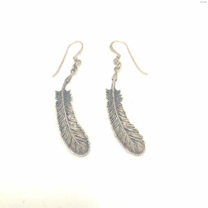 Silver Sterling Silver Feather Dangle ss Earrings