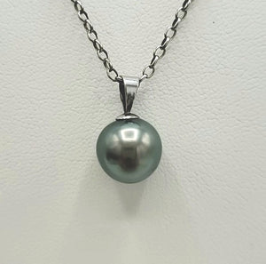 Gray Iridescent Sterling Silver Y Shape SS Pearl Neck