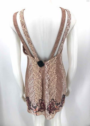 FOXIEDOX Beige Pink Multi Lace Embroidered Sleeveless Size 6  (S) Dress