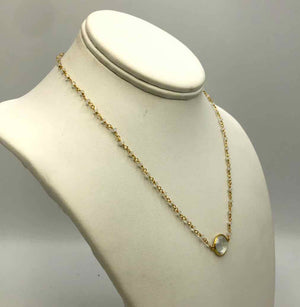 AMELIA ROSE DESIGN Goldtone White Rainbow Moonstone Faceted beaded GF-Necklace