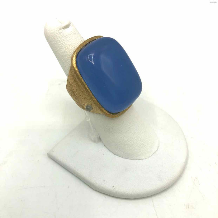 RIVKA FRIEDMAN Blue Goldtone Chalcedony Ring Sz 8