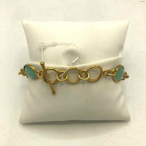 AMELIA ROSE DESIGN Aqua Goldtone Chalcedony Faceted Bracelet