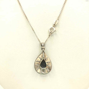 Black Sterling Silver Markasite Teardrop SS Necklace set