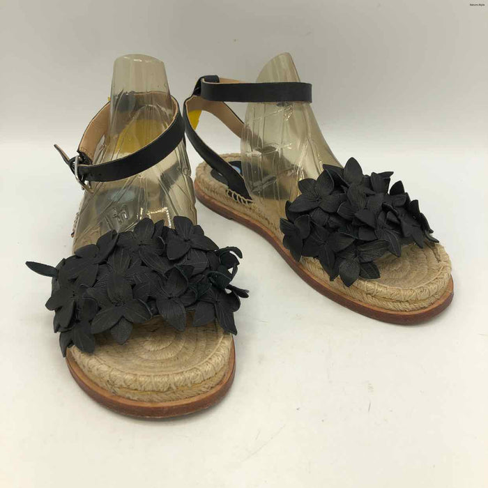 POUR LA VICTOIRE Beige Black Leather Espadrille Flowers Sandal Shoe Size 6 Shoes