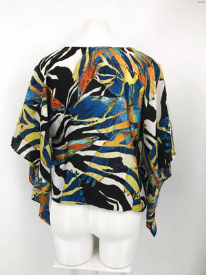 ALBERTO Black Blue Multi Print Size SMALL (S) Top - ReturnStyle