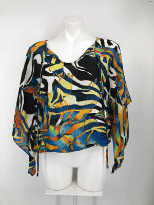 ALBERTO Black Blue Multi Print Size SMALL (S) Top - ReturnStyle