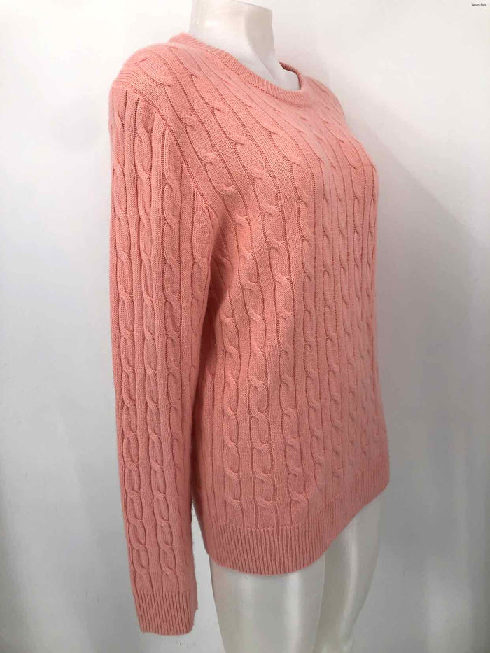 J CREW Peach Cashmere Cable knit Pullover Size LARGE  (L) Sweater