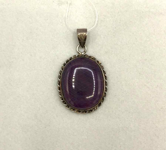 Purple Sterling Silver Oval ss Pendant