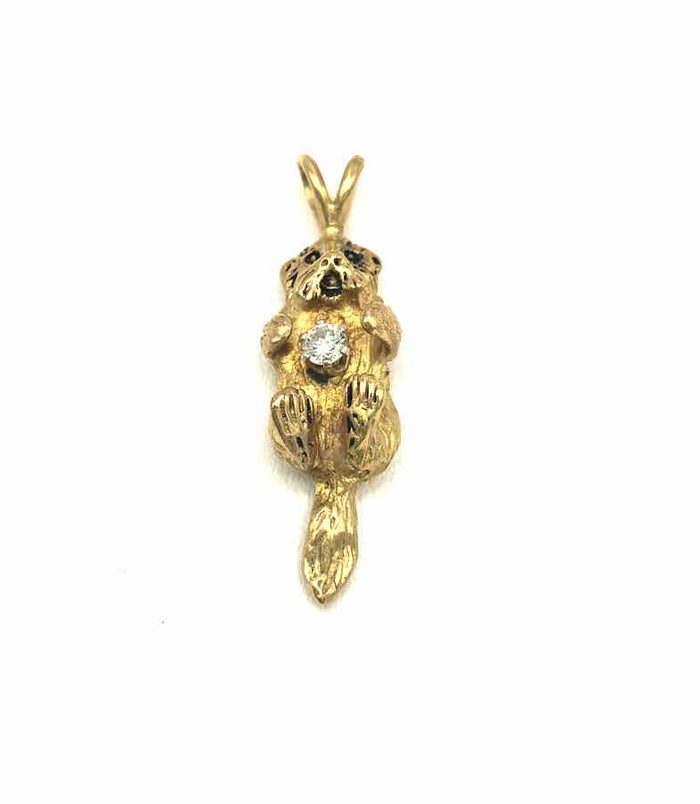 14K Gold Diamond Otter 18k-Pendant