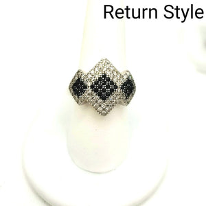 Black Clear Sterling & CZ SZ 9 Ring SS - ReturnStyle