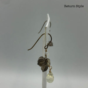 Bronze Clear Faceted Dangle Earrings - ReturnStyle