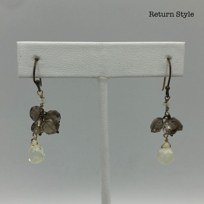 Bronze Clear Faceted Dangle Earrings