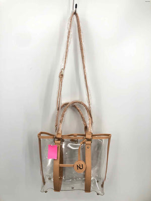 NU Tan Clear Gold Tote Stadium Bag Crossbody Purse