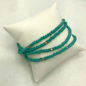 Turquoise Color Silvertone Beaded Multi-Wrap Bracelet