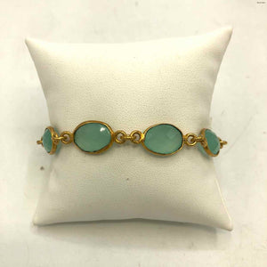 AMELIA ROSE DESIGN Aqua Goldtone Chalcedony Faceted Bracelet