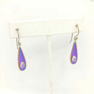 HOLLY YASHI Purple Green Chalcedony Pre Loved Reversible Kite Shape Earrings