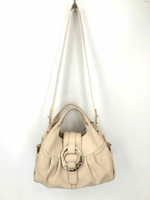 BVLGARI Cream Silver Leather Pre Loved Satchel Purse