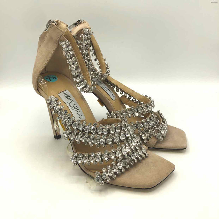 JIMMY CHOO Beige Crystal Heels Shoe Size 38 US: 7-1/2 Shoes