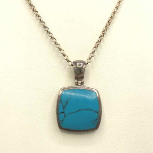 Turquoise Color Sterling Silver SS Pend on Chain