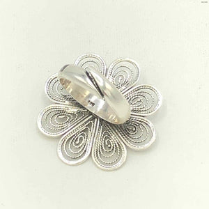 Flower Filagree Sterling Silver SZ 8 Ring SS - ReturnStyle