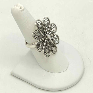 Flower Filagree Sterling Silver SZ 8 Ring SS - ReturnStyle