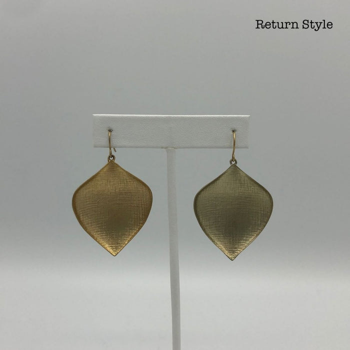 Goldtone Leaf Shape Burnished Earrings