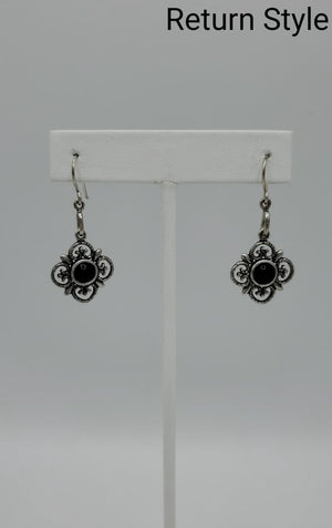 Silver Black ss Earrings - ReturnStyle