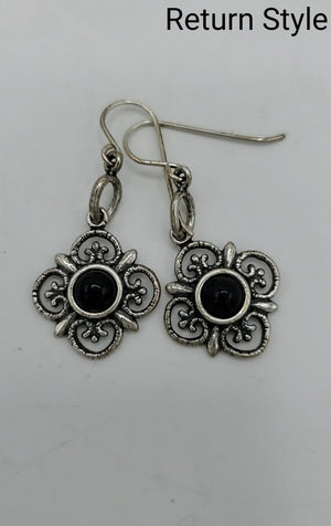 Silver Black ss Earrings - ReturnStyle