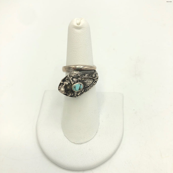 Silver Light blue Dragon ss Ring sz6.5