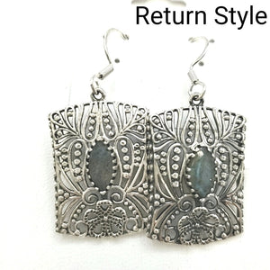 Sterling Silver Labradorite Filagree SS Lab Ears - ReturnStyle