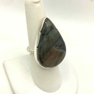 Sterling Silver Labradorite Teardrop SZ 7.5 Ring SS - ReturnStyle