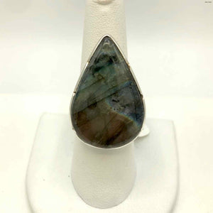 Sterling Silver Labradorite Teardrop SZ 7.5 Ring SS - ReturnStyle