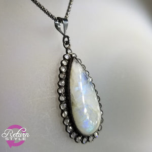 Sterling Silver Rainbow Moonstone Pendant STERLING New Neck SS RBMS - ReturnStyle