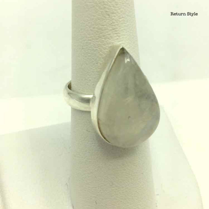 Sterling Silver Rainbow Moonstone SZ 7 Ring SS