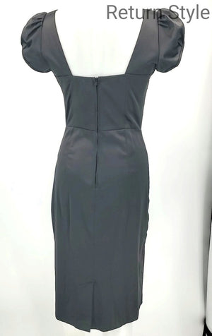 STOP STARING Black Satin Size MEDIUM (M) Ruched Dress - ReturnStyle