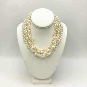 White Sterling Silver 5 Strands SS Pearl Neck - ReturnStyle